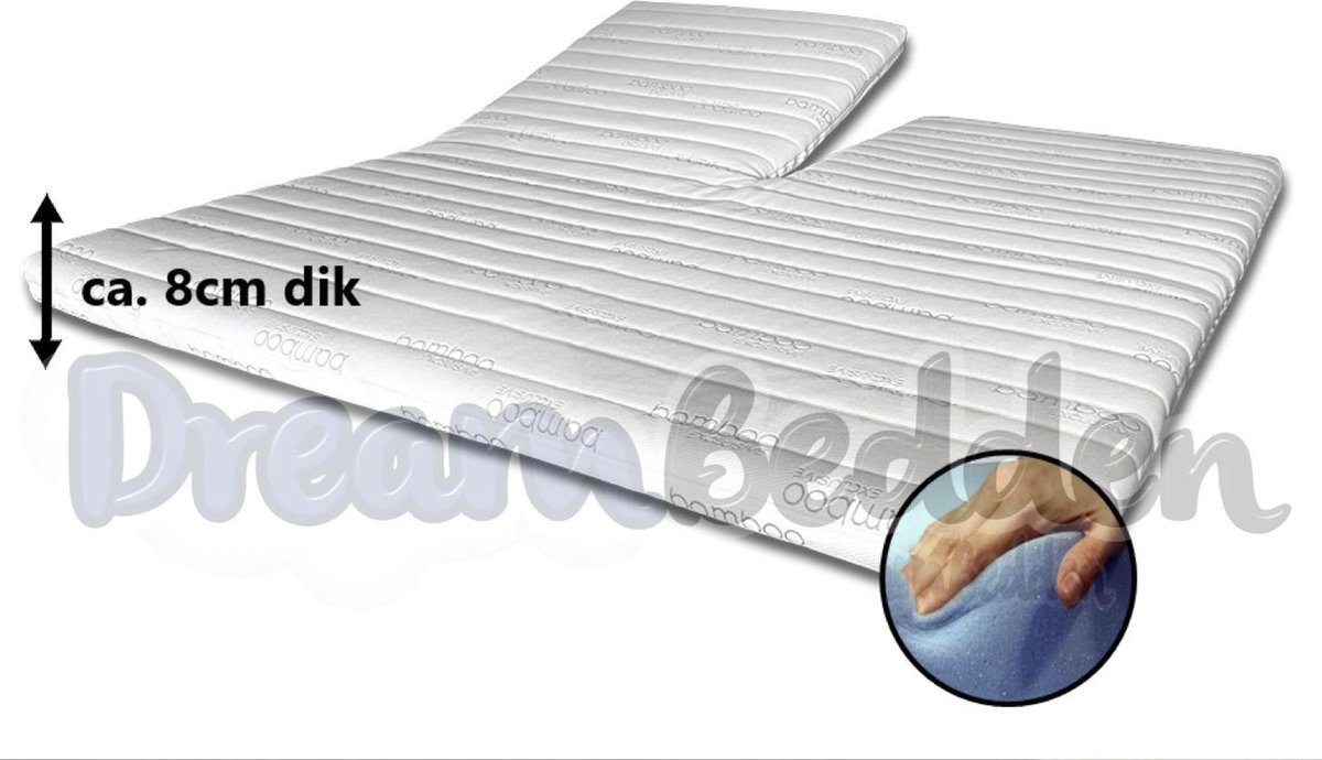 Splittopper 140x190 Koudschuim HR55 Bamboo Exclusive Anti Allergie Ca. 8cm dik