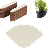 Relaxdays steeketiketten set - plantenbordjes hout - plantenlabels - 60 stuks - bordjes