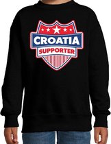Croatia supporter schild sweater zwart voor kinderen - Kroatie landen sweater / kleding - EK / WK / Olympische spelen outfit 122/128