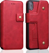 Koeienhuid textuur Magnetische absorptie Afneembare horizontale flip lederen tas voor iPhone XS Max, met houder & kaartsleuven & portemonnee (rood)