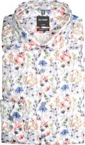 OLYMP Modern Fit overhemd - blauw - wit en rood gebloemd - boordmaat 44