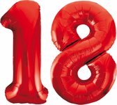 Folieballon 18 jaar rood 86cm