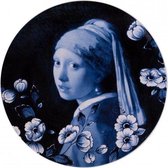 Delfts blauw wandbord Meisje met de Parel - Delfts blauw Sierbord - Wandtegel - Porselein wandbord - Vermeer - Sierbord ophangen - Incl. bevestiging - Hollandse souvenir - Relatiegeschenk - W
