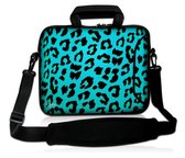 Laptoptas 14 inch blauwe panterprint - Sleevy