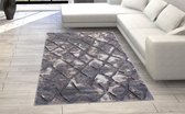 Flycarpets Modern Vloerkleed Bruin / Beige / Grijs - Tegula - Ruiten - 120x170 cm