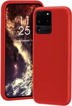 siliconen hoesje Samsung Galaxy S20 Ultra - rood met Privacy Glas