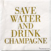 Bloomingville "Save water and drink champagne" papieren servetten - 33 x 33 cm