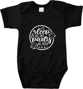 Rompertjes baby met tekst - Sleep all day, party all night - Romper zwart - Maat 50/56