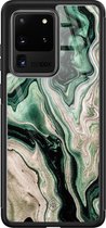 Samsung S20 Ultra hoesje glass - Groen marmer / Marble | Samsung Galaxy S20 Ultra  case | Hardcase backcover zwart