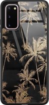 Samsung S20 hoesje glass - Palmbomen | Samsung Galaxy S20 case | Hardcase backcover zwart
