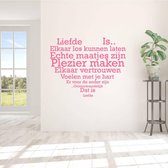 Muursticker Liefde Is.. In Hart Vorm -  Roze -  140 x 110 cm  -  woonkamer  nederlandse teksten  slaapkamer  alle - Muursticker4Sale