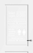 Muursticker Toiletregels - Wit - 40 x 66 cm - nederlandse teksten toilet raam en deur stickers - toilet