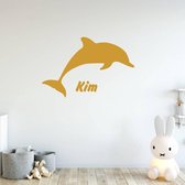 Muursticker Dolfijn Met Naam -  Goud -  160 x 100 cm  -  baby en kinderkamer  naam stickers  alle  dieren - Muursticker4Sale