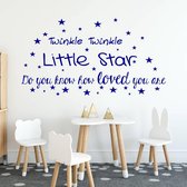 Twinkle Twinkle Little Star -  Donkerblauw -  160 x 86 cm  -  baby en kinderkamer  engelse teksten  alle - Muursticker4Sale