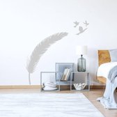 Muursticker Veer Met Vogels - Lichtgrijs - 40 x 40 cm - woonkamer slaapkamer baby en kinderkamer dieren