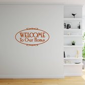 Muursticker Welcome To Our Home -  Bruin -  80 x 43 cm  -  woonkamer  engelse teksten  alle - Muursticker4Sale