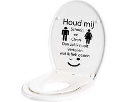 Wc sticker houd mij schoon en clean - Geel - 18 x 27 cm toilet