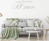 Muursticker Welcome Home Met Hartje -  Zilver -  160 x 85 cm  -  woonkamer  engelse teksten  alle - Muursticker4Sale