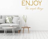 Muursticker Enjoy The Simple Things -  Goud -  80 x 36cm  -  slaapkamer  engelse teksten  woonkamer  alle - Muursticker4Sale