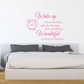 Muursticker Wake Up Wonderful -  Roze -  60 x 44 cm  -  slaapkamer  engelse teksten  alle - Muursticker4Sale