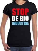 Stop de bio industrie demonstratie / protest t-shirt zwart voor dames 2XL