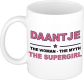 Naam cadeau Daantje - The woman, The myth the supergirl koffie mok / beker 300 ml - naam/namen mokken - Cadeau voor o.a verjaardag/ moederdag/ pensioen/ geslaagd/ bedankt