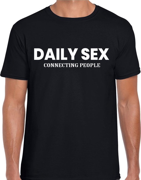 Foto: Daily sex connecting people fun t shirt zwart voor heren fun fout kleding outfit m