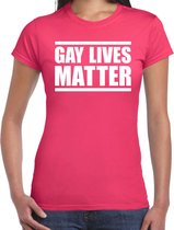 Gay lives matter anti homo / lesbo discriminatie t-shirt fuchsia roze voor dames XL