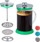 relaxdays koffiemaker glas - cafetiere - coffee maker - theemaker - 800 ml - kunststof groen