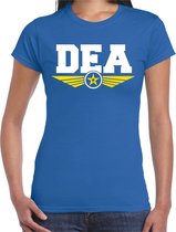 DEA agent tekst t-shirt blauw voor dames XS