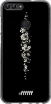 6F hoesje - geschikt voor Huawei P Smart (2018) -  Transparant TPU Case - White flowers in the dark #ffffff