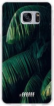 6F hoesje - geschikt voor Samsung Galaxy S7 Edge -  Transparant TPU Case - Palm Leaves Dark #ffffff