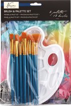 14-delige schilder set met kwasten en paletten - Acryl penseel/penselen hobby verf setje met palet