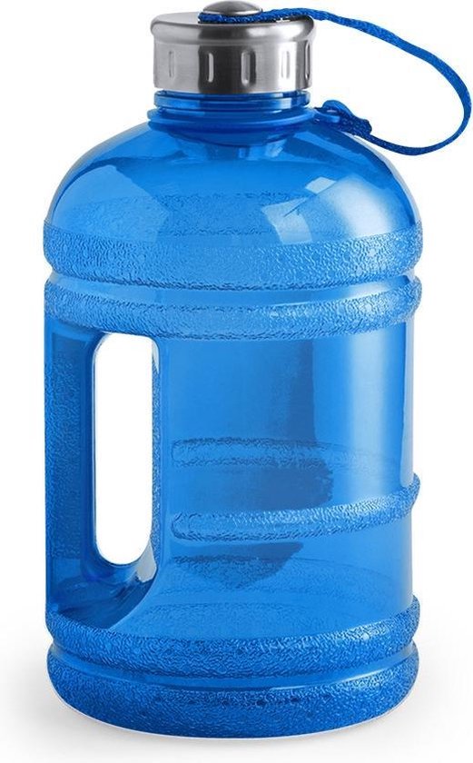 1x Bouteille d'eau bleue / gourde avec poignée et bouchon fixe 1,9