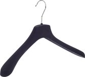 De Kledinghanger Gigant - 5 x Mantel / kostuumhanger kunststof velours zwart met schouderverbreding, 42 cm