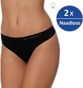 Brubeck Dames Ondergoed String - Naadloos Elastisch Katoen Zwart - XL