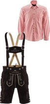 Lederhosen set | Top Kwaliteit | Lederhosen set G (Peter broek + rood overhemd), 48, M