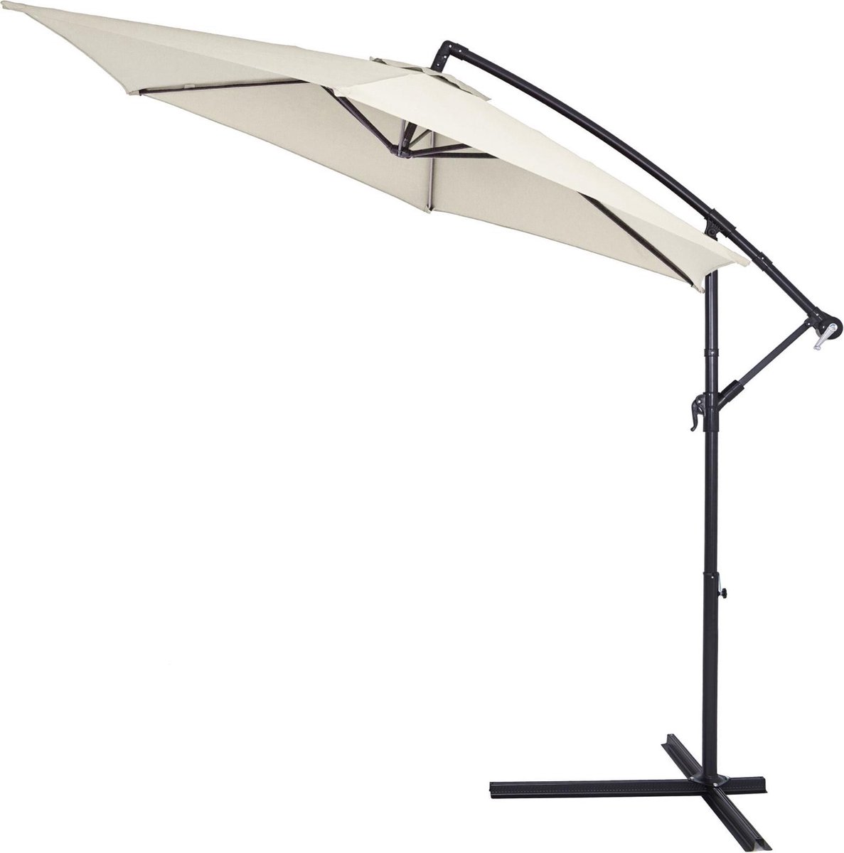 Kingsleeve Zweefparasol in beige, kantelbaar handslinger, Ø330cm - Luxe parasol with unique design.