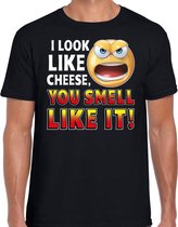 Funny emoticon t-shirt I look like cheese you smell like it zwar M