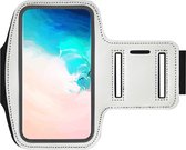 ADEL Sportarmband 5.5 Inch Microfiber Hoesje Geschikt voor Samsung Galaxy A9 (2018) - Wit