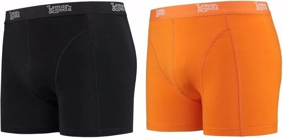 Lemon and Soda boxershorts 2-pak zwart en oranje L