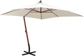 Zweefparasol met houten paal 300x300 cm wit