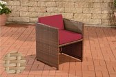 Clp Poly-rotan Wicker stoel / fauteuil TAHITI, aluminium frame, kussen - bruin gemeleerd - Kleur overtrek robijnrood