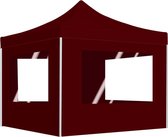 Partytent inklapbaar met wanden 3x3 m aluminium wijnrood