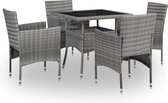 5-delige Tuinset poly rattan en glas grijs