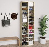Schoenenkast 54x34x183 cm spaanplaat wit en sonoma eikenkleurig