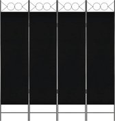 Kamerscherm met 4 panelen 160x180 cm zwart