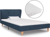 Bed met matras stof blauw 90x200 cm