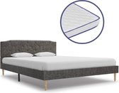 Bed met traagschuim matras stof donkergrijs 140x200 cm