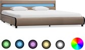 Bedframe met LED kunstleer cappuccino 180x200 cm